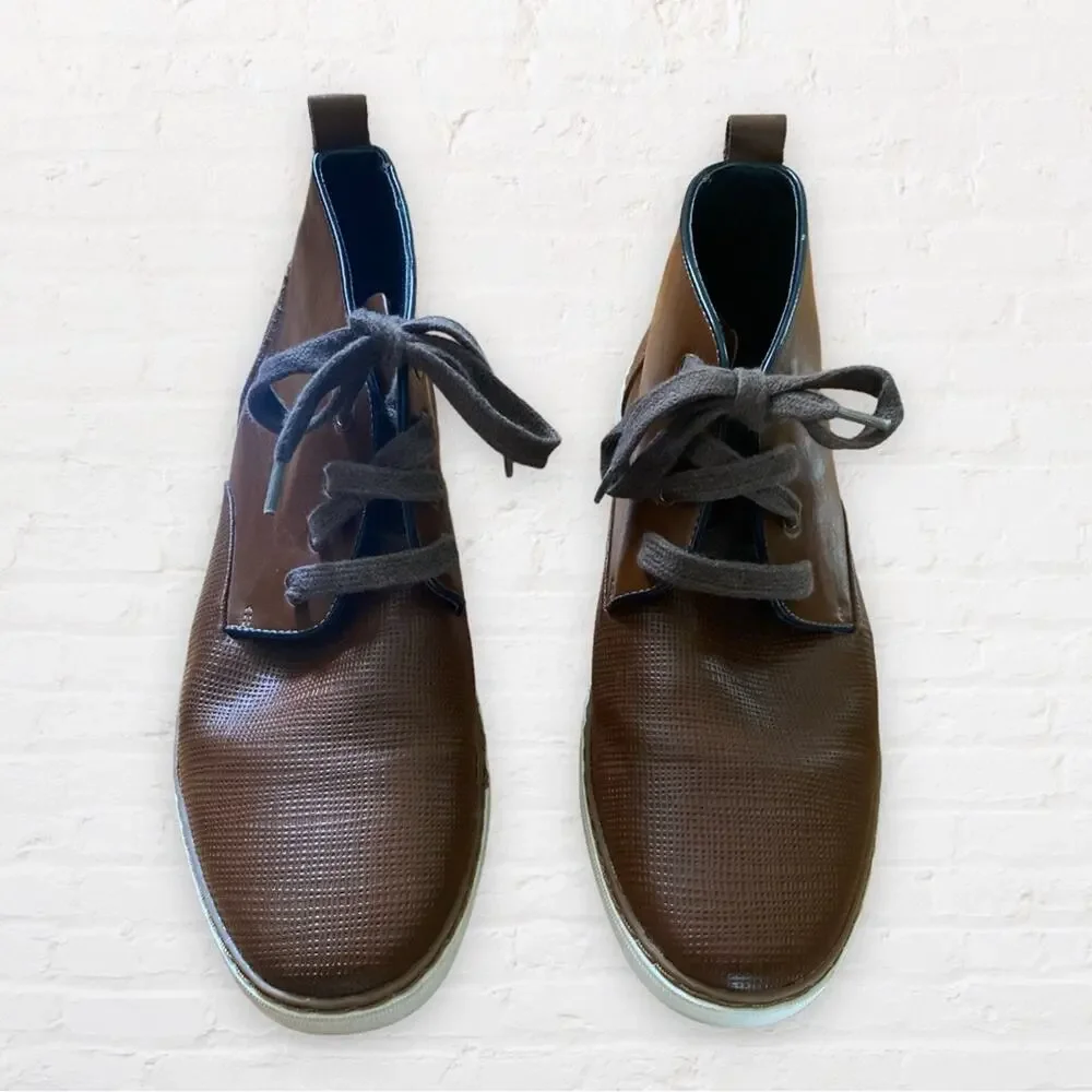 Aldo mens brown faux leather chukka boots